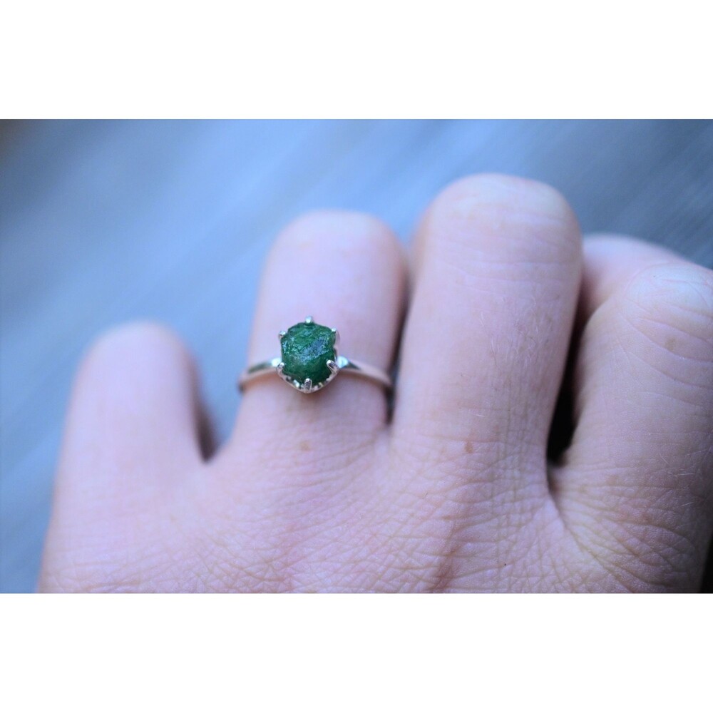 Engagement ring Emerald s, Natural Real and Raw, size 3 4 5 6 7 8 9 10 11 12